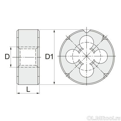 Плашка круглая для метрической резьбы M24X3.0 (Р6М5) RODMIX 1671240030